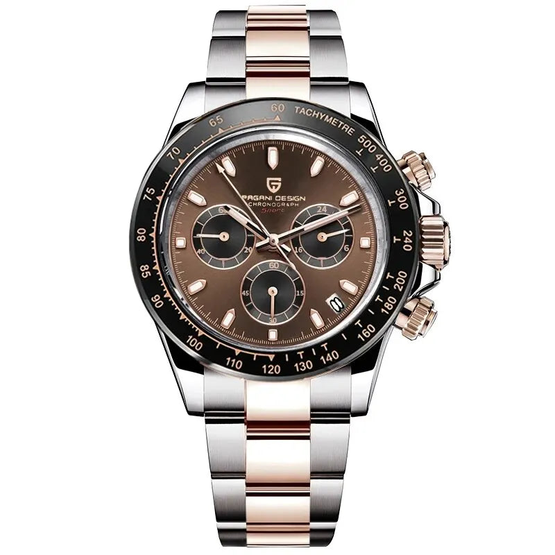 PAGANI DESIGN 2026 Nuevo Reloj de Cuarzo para Hombre de Lujo en Oro Rosa, Reloj de Pulsera Deportivo con Cronógrafo e Impermeable 100M para Hombre