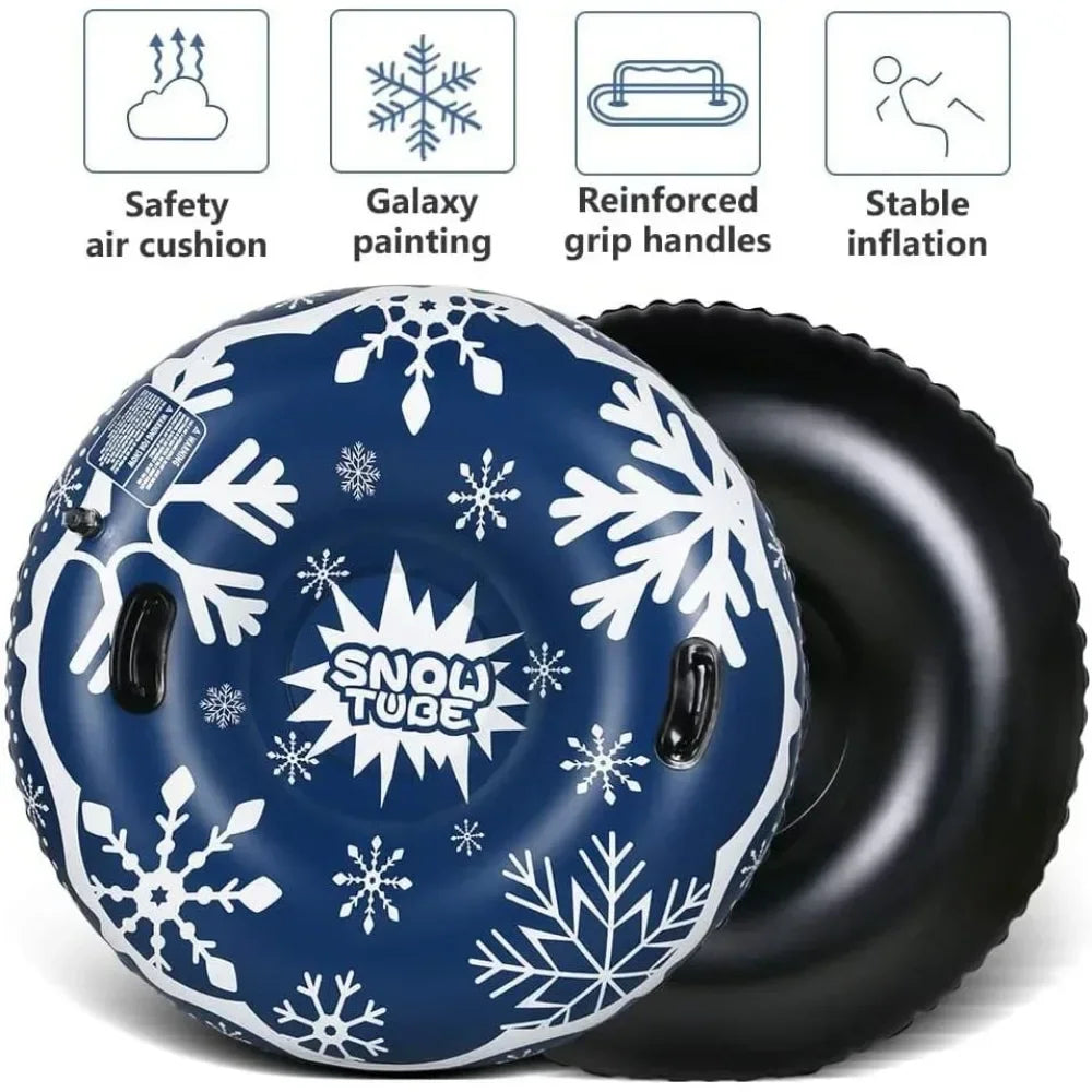 Tubo de trineo de nieve inflable de PVC de 120 cm, con asas cómodas y resistente al desgaste, ideal para trinear en invierno, flotar en el agua y practicar deportes al aire libre.