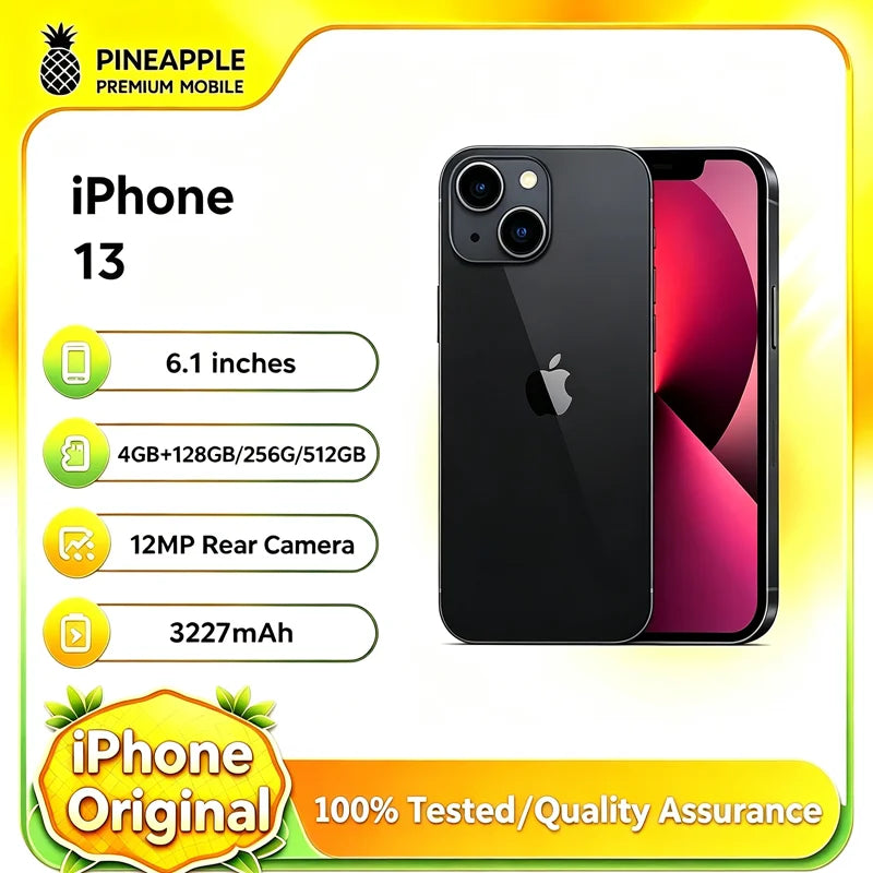 iPhone 13 reacondicionado 98%, 4GB RAM, 128GB/256GB ROM, versión de EE. UU. desbloqueada, 1 SIM física + 1 eSIM, 6.1 pulgadas, cámara dual de 12MP, iOS, Face ID
