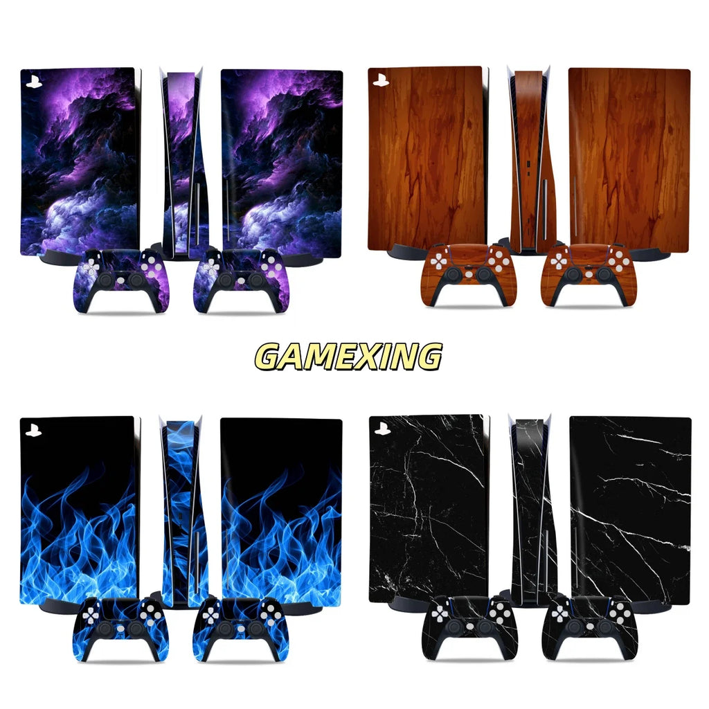 Pegatina para consola PS5 con disco y 2 mandos, vinilo adhesivo decorativo para la cubierta de la consola