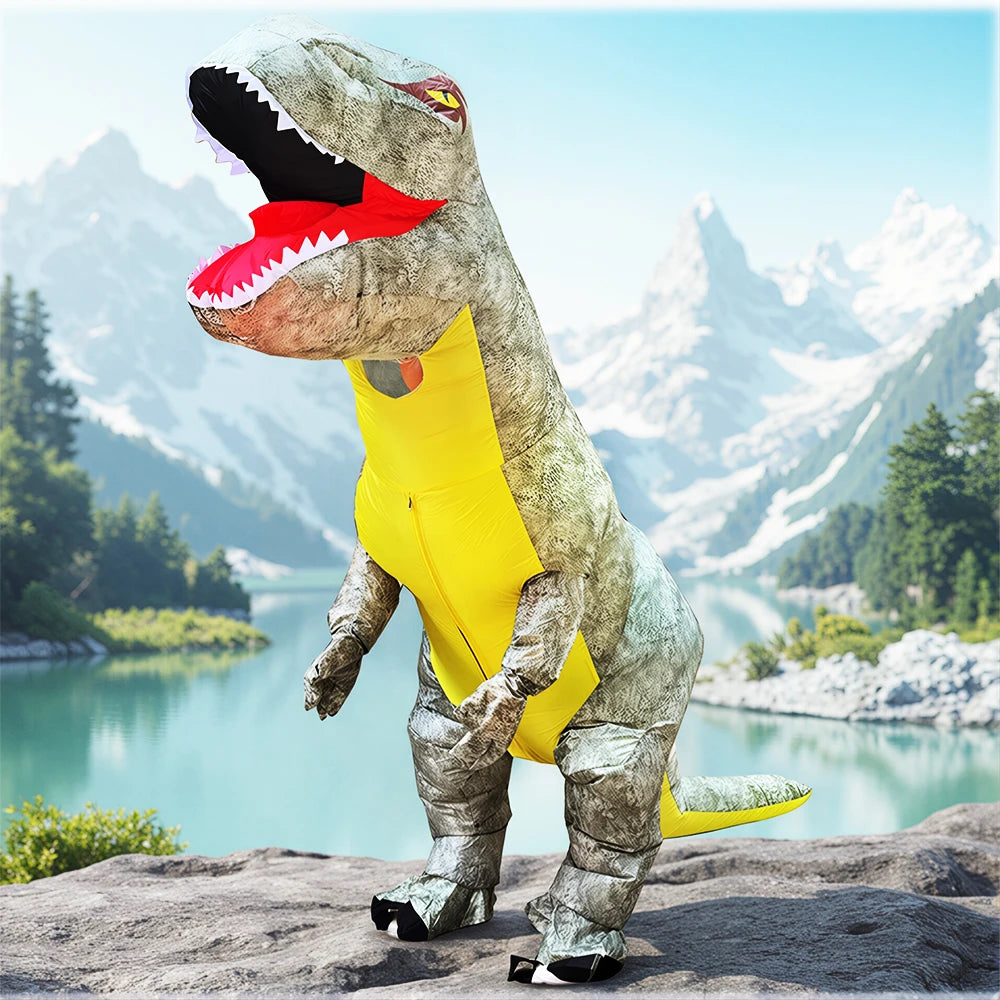 Disfraz Inflable Divertido de Mascota de Dibujos Animados, Raptor, Dinosaurio, para Purim, Halloween, Navidad, Disfraz de Cosplay para Adultos, Traje de Anime