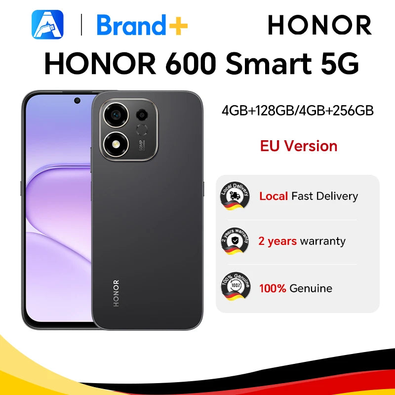 HONOR 600 Smart 5G, Versión UE, Smartphone 5G, pantalla LCD de 6,87 pulgadas, batería de 7700 mAh, Snapdragon 4 Gen4, IP64, doble tarjeta