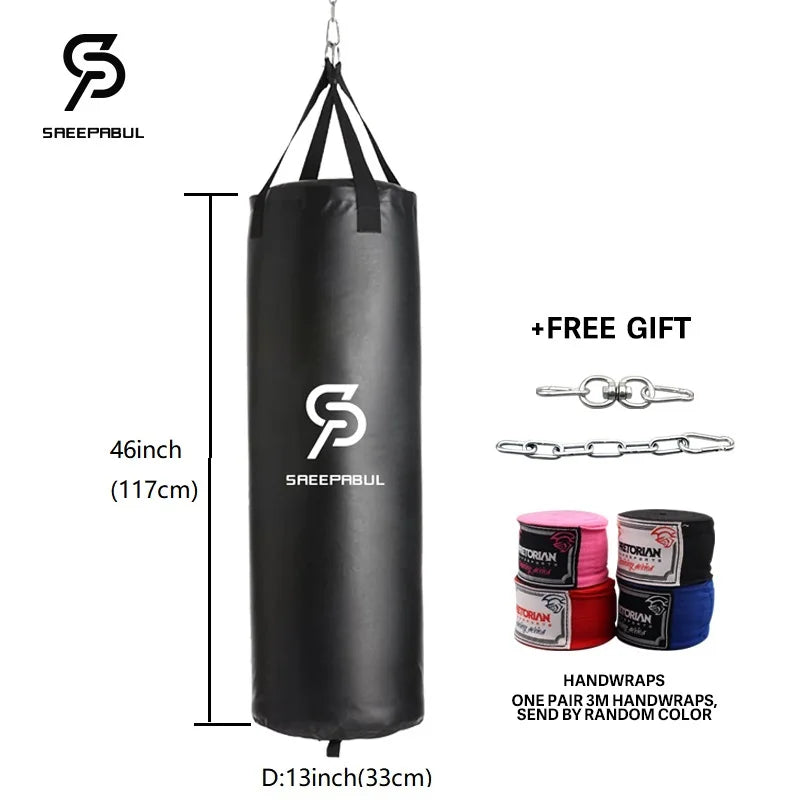 Saco de arena de boxeo profesional de 40/46 pulgadas, saco de boxeo para entrenamiento físico con patada colgante, ejercicio de gimnasio para adultos, bolsa de boxeo vacía y pesada