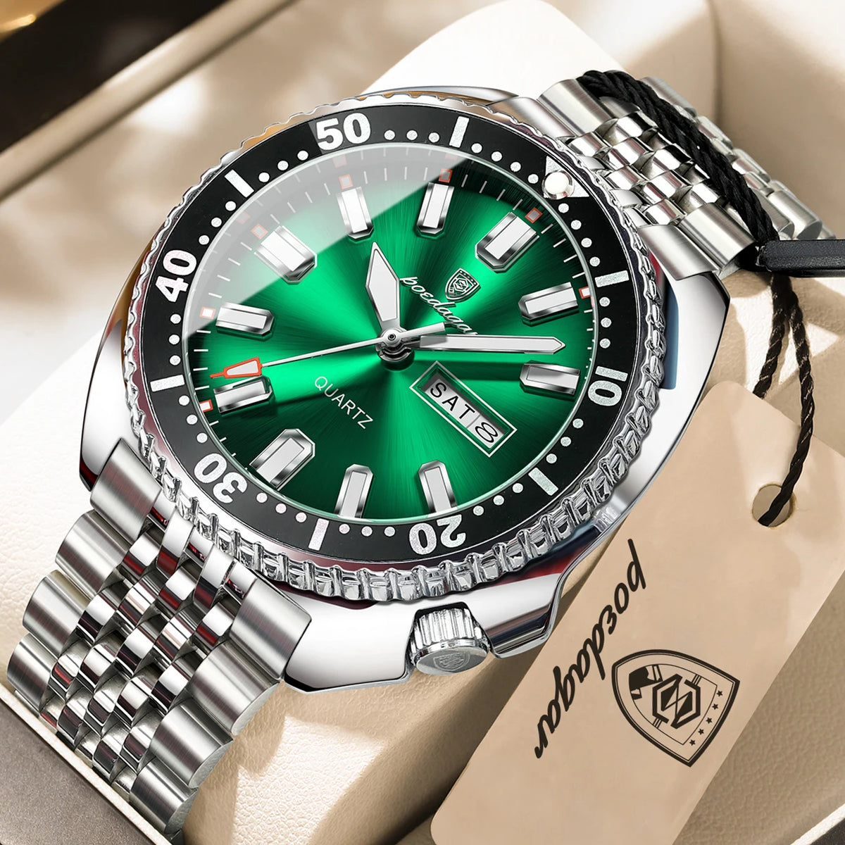 Reloj de pulsera para hombre POEDAGAR de alta moda, luminoso, resistente al agua, con fecha y día, de cuarzo, de acero inoxidable, creativo para hombre.
