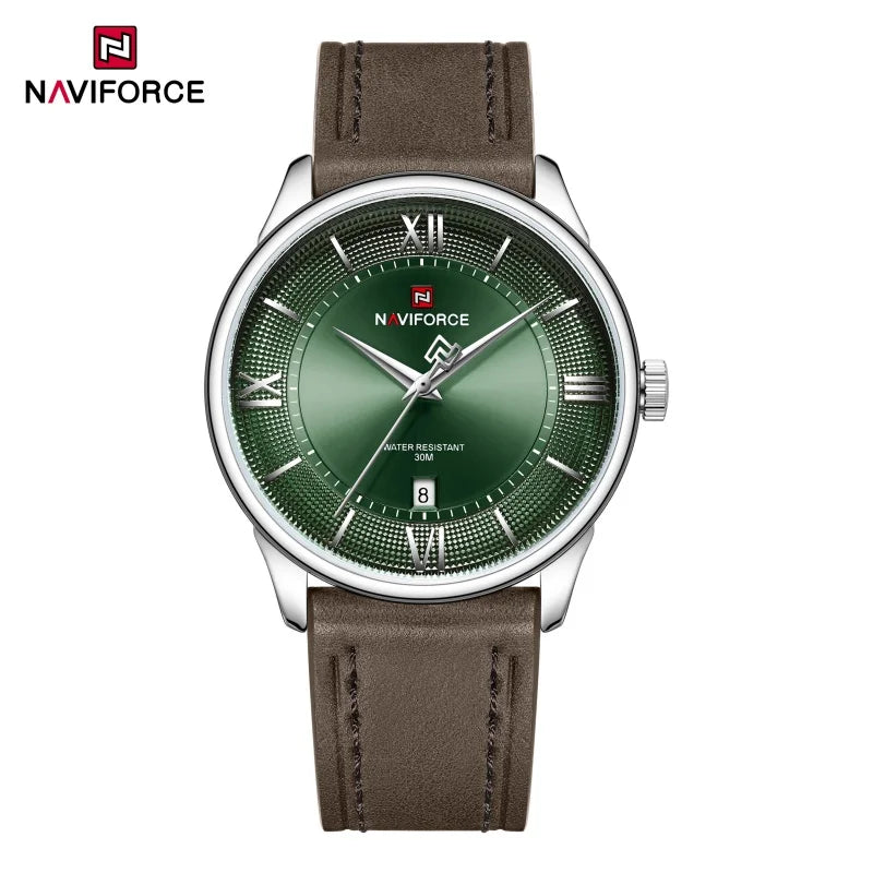 NAVIFORCE Watches for Man Quartz Calendar Display 3ATM Waterproof Leather Strap Male Business Casual Fashion Men's Gift NF9272L