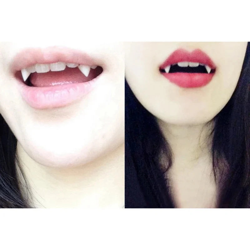 Colmillo de dientes para Halloween, accesorio adhesivo para fiesta de disfraces