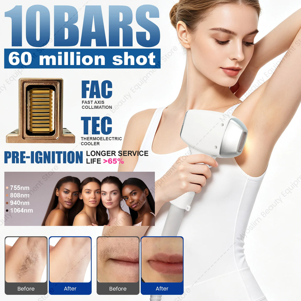 Depiladora Láser de Diodo de Alta Potencia para Mujeres, Dispositivo Láser de Picosegundos 2 en 1, FAC TEC, Equipo de Belleza de 4 Longitudes de Onda