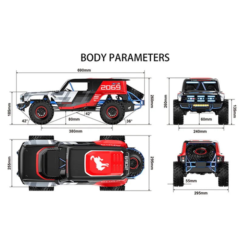 Hyper Go MJX H8E H8H H8P Camioneta RC sin escobillas a escala 1/8 con motor 3970 2000KV, ESC FOC de 80A, 8 canales, 2.4G, servo de 35KG, todoterreno, coche de control remoto para adultos