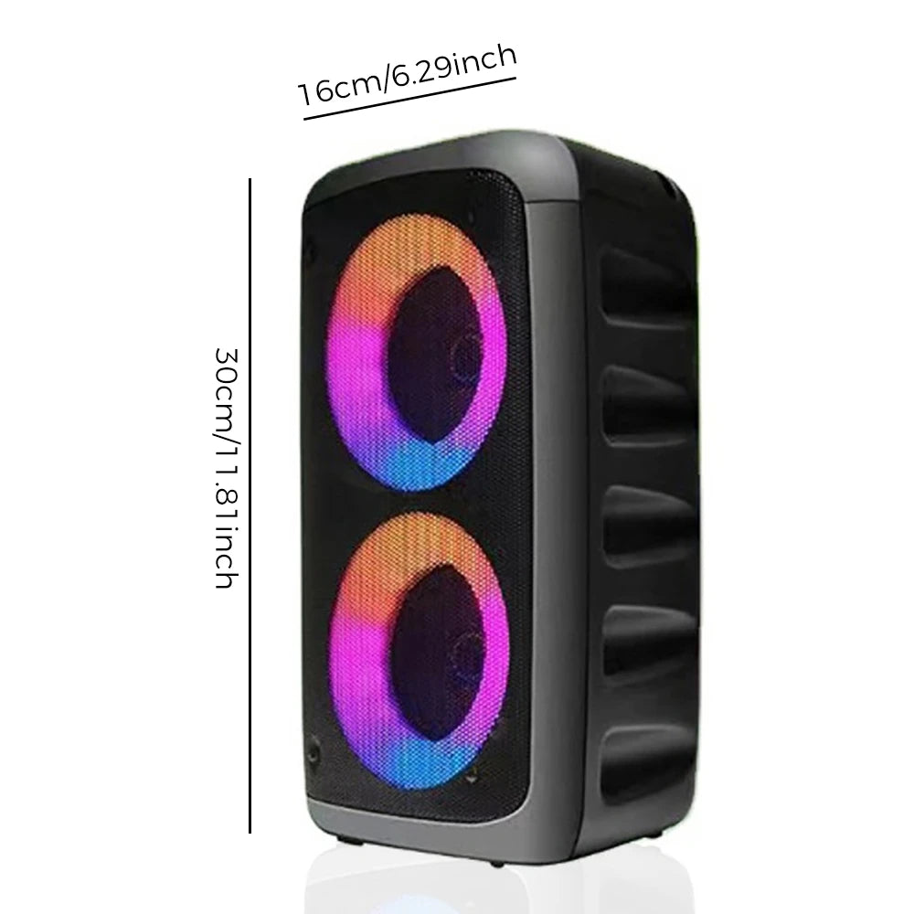 Altavoz Bluetooth, máquina de karaoke para adultos y niños, luces LED de colores, altavoz Bluetooth portátil con 1 micrófono con cable, sistema de altavoz DJ/PA recargable con tarjeta TF, entrada auxiliar, TWS para deportes al aire libre y fiestas en casa