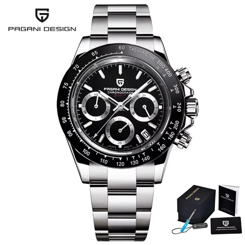 Reloj de cuarzo deportivo para hombre PAGANI Design 2026, marca de lujo, cronógrafo de acero inoxidable con cristal de zafiro, resistente al agua.