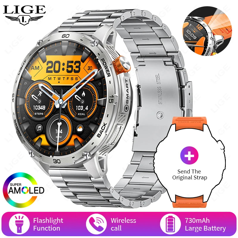 Reloj inteligente para hombre 2026, nuevo para Android e iOS, deportivo, para exteriores, con batería grande de 730 mAh, llamadas Bluetooth y pantalla AMOLED Ultra HD de 1,75"