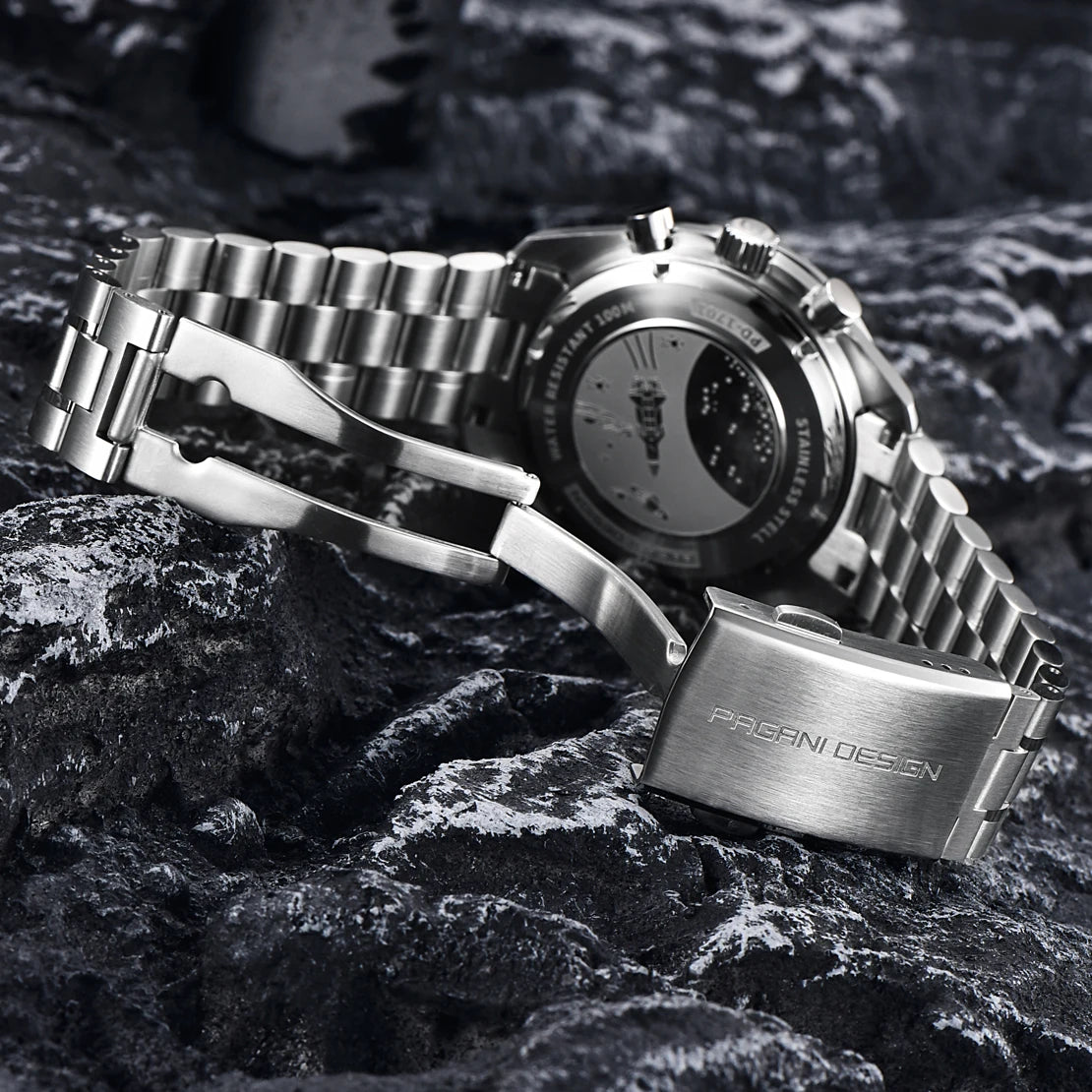 Reloj de lujo para hombre PAGANI DESIGN Moon 2026, cronógrafo de cuarzo, cristal de zafiro AR, mecanismo japonés VK63, reloj deportivo luminoso