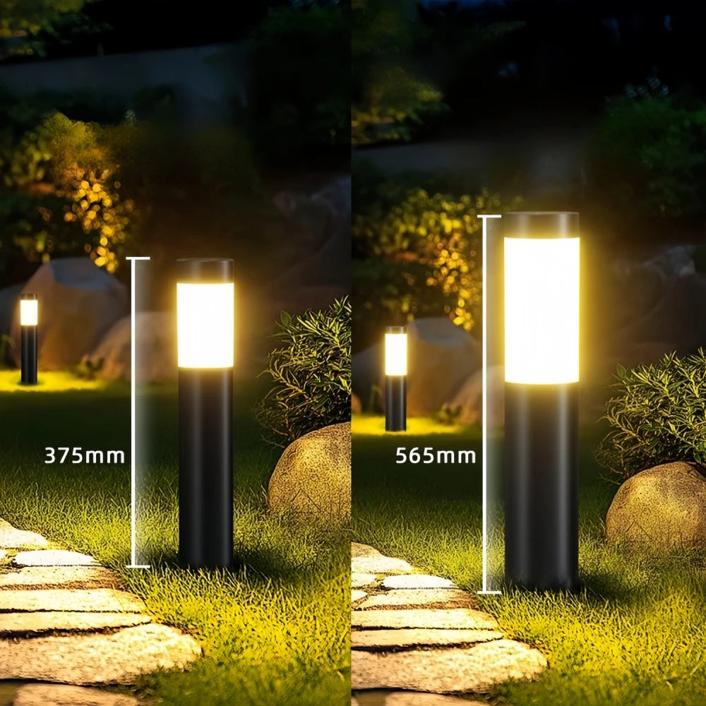 Luces LED solares modernas de acero inoxidable para senderos, lámparas cilíndricas mejoradas para patio, jardín, exteriores y decoración de pasillos