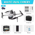 Juego de dron blanco con cámara dual y accesorios: hélices, bolsa de almacenamiento y manual