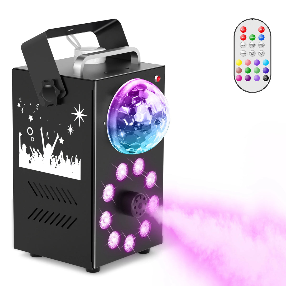 Máquina de Humo Yiflamefly de 700W con 9 LED RGB y Efectos de Bola Mágica, Máquina de Niebla Colorida para Bodas, Fiestas y Espectáculos