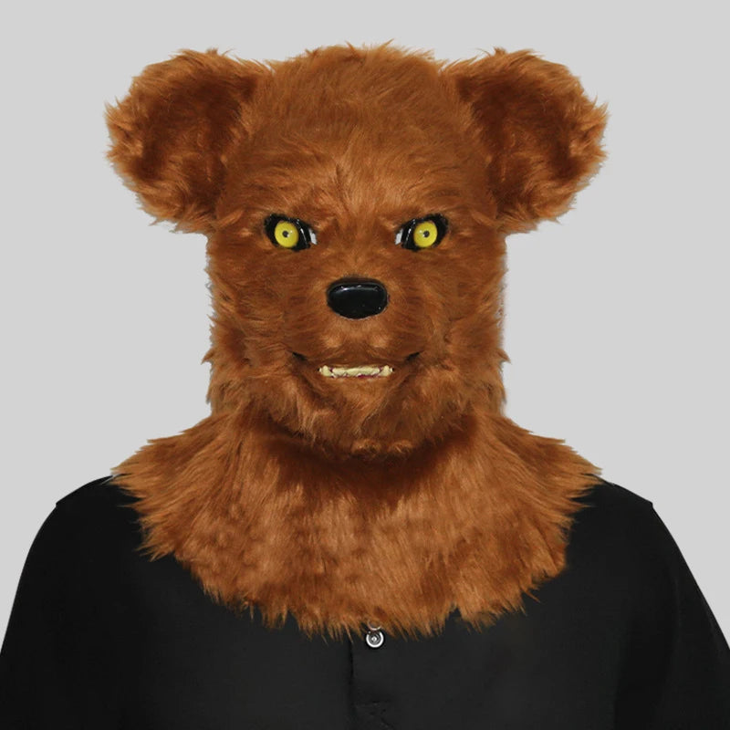 Máscara de zorro de felpa con boca móvil para Halloween, máscaras de cabeza completa de perro y Lobo, máscara de Animal realista, accesorios de disfraces de fiesta de Halloween