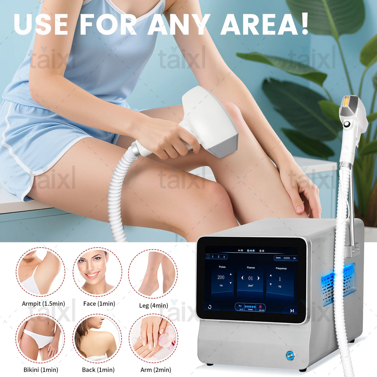 Máquina de Depilación Láser de Diodo 808nm Ice Platinum de 4500W, Depiladora Permanente e Indolora para Cuerpo, Rostro y Axilas con Cabezal de Enfriamiento