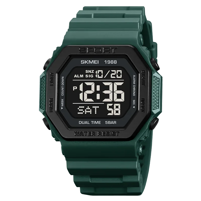 SKMEI 1988 Digital Sport Watch for Men LED Display Military Countdown Military Wristwatches Waterproof Mens Reloj Hombre 1628