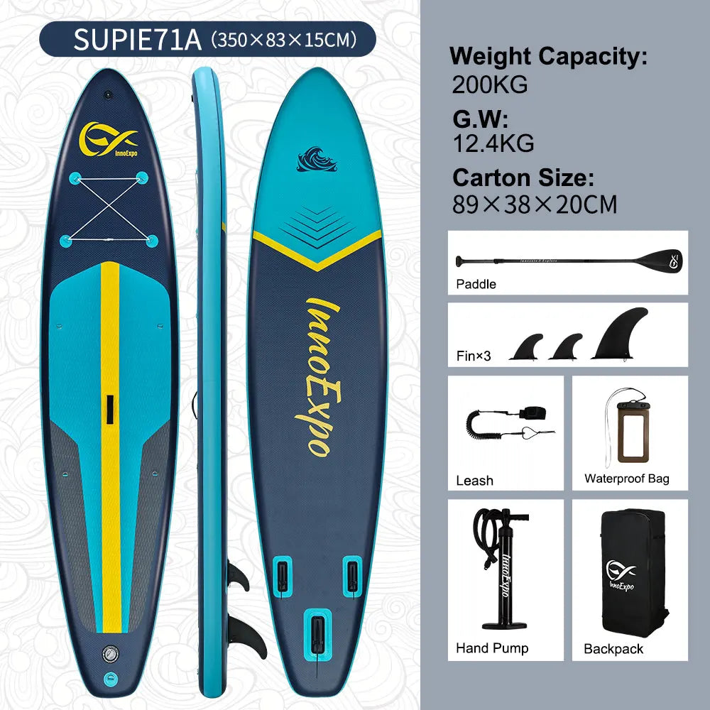 Tabla de Paddle Surf Inflable InnoExpo de 320-350 cm, Tabla de Surf SUP Antideslizante para Deportes Acuáticos con Accesorios
