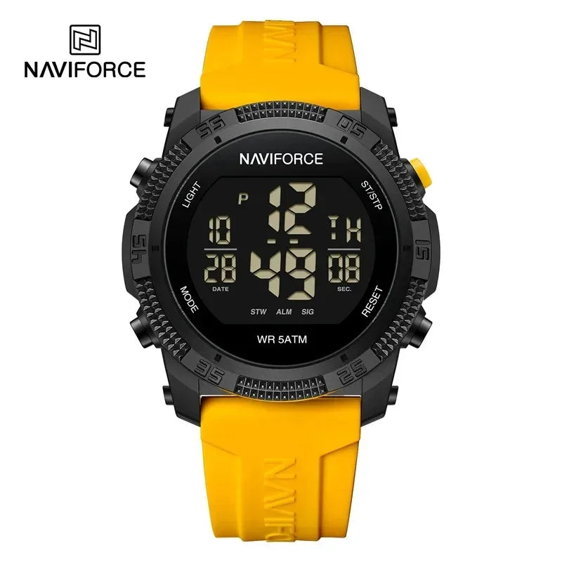 Reloj NAVIFORCE para hombre, digital LCD, a la moda, casual, con visualización de fecha y día de la semana, alarma, resistente al agua 3ATM, correa de silicona, reloj electrónico