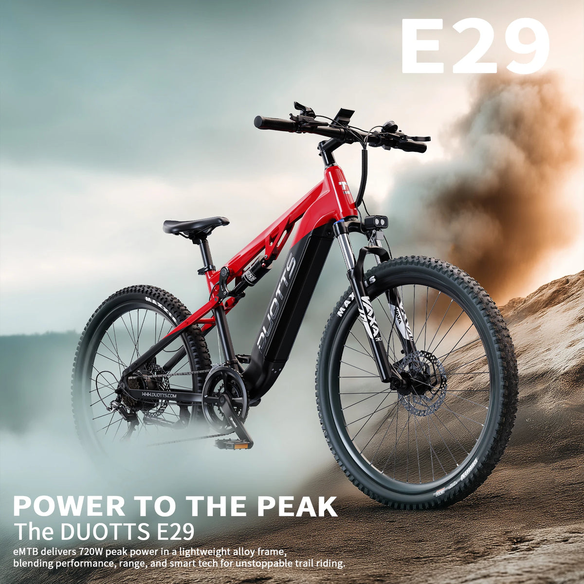 Bicicleta de montaña eléctrica DUOTTS E29 - Motor de 250 W, batería de 48 V 13,5 Ah, neumáticos de 27,5"x2,6", sistema de 14 velocidades, frenos de disco hidráulicos, sensor de par, carga máxima de 150 kg