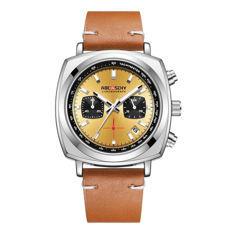 Reloj de cuarzo cuadrado para hombre 2026, multifuncional, con cronógrafo, tres subesferas, seis manecillas, resistente al agua, Relogio Masculino