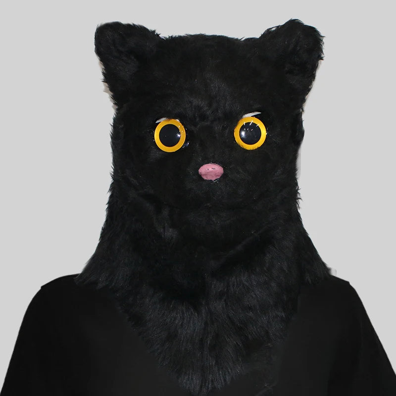Máscara de zorro de felpa con boca móvil para Halloween, máscaras de cabeza completa de perro y Lobo, máscara de Animal realista, accesorios de disfraces de fiesta de Halloween