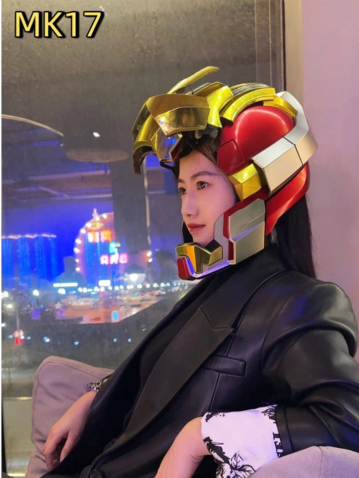 Casco de Iron Man Mk5 Mk50 Mk17, casco con control de voz Jarvis, luz LED, modelo de juguete de la serie para adultos, regalo de cumpleaños.