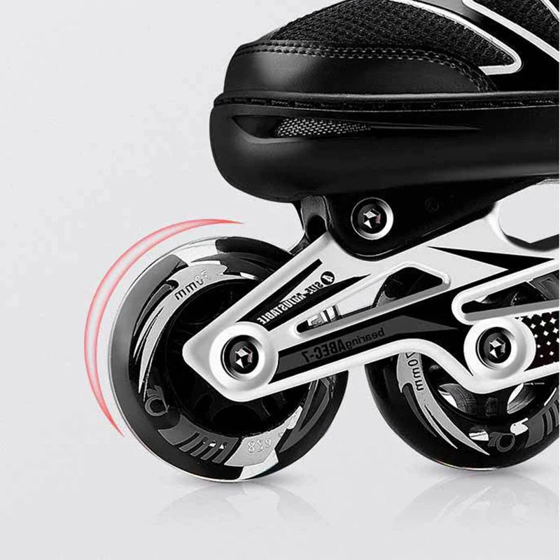 Flash-zapatos de patinaje en línea para adultos, patines profesionales de 4 ruedas, zapatillas de deporte de tamaño ajustable, práctica de patinaje al aire libre para niños