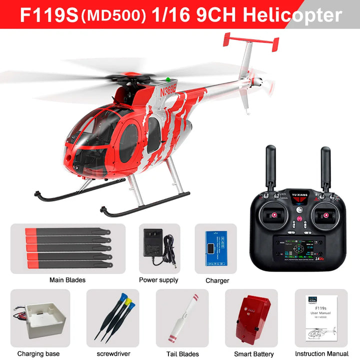 Nuevo YUXIANG F119S(MD500) helicóptero 9CH GPS 1/16 flujo óptico sin escobillas 18Min avión de lucha para regalo de vacaciones