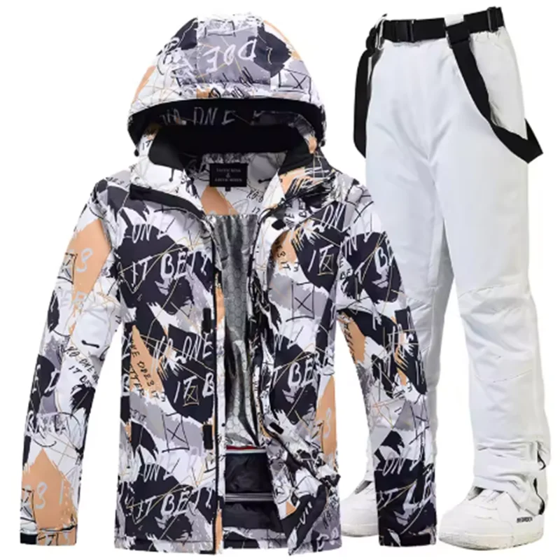 Traje de esquí colorido y cálido para hombre, ropa de snowboard, chaquetas de invierno, pantalones para hombre, ropa impermeable, disfraces de nieve,-30