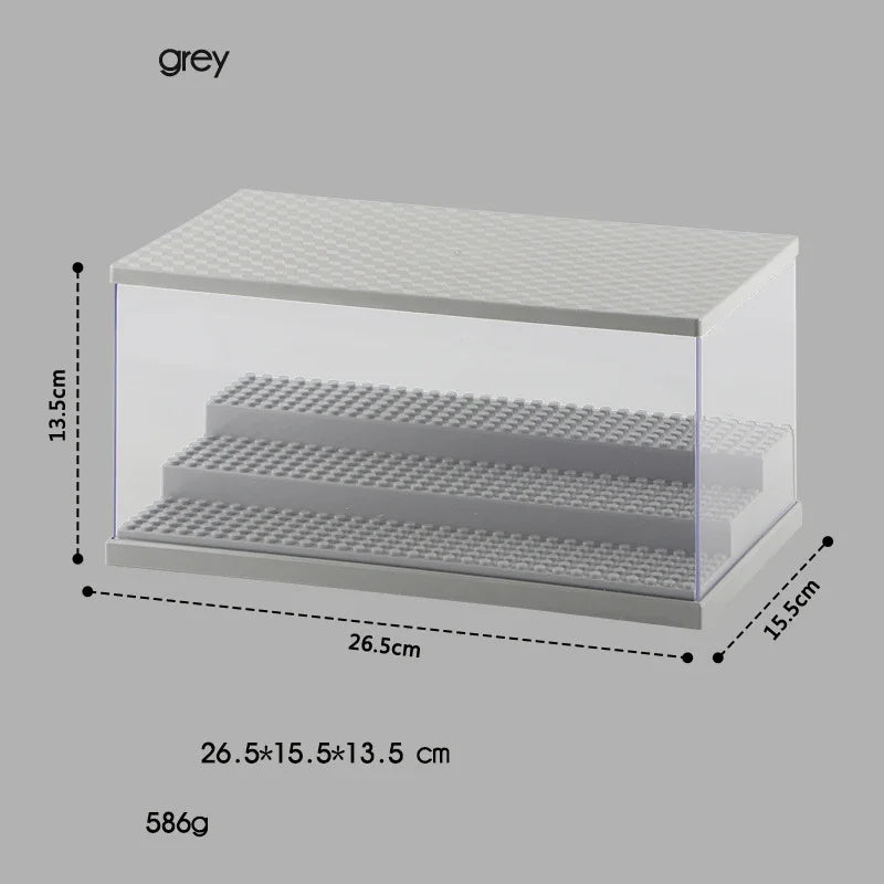 Vitrina para minifiguras con luces LED - Caja de exhibición de acrílico transparente a prueba de polvo para bloques de construcción y coleccionables