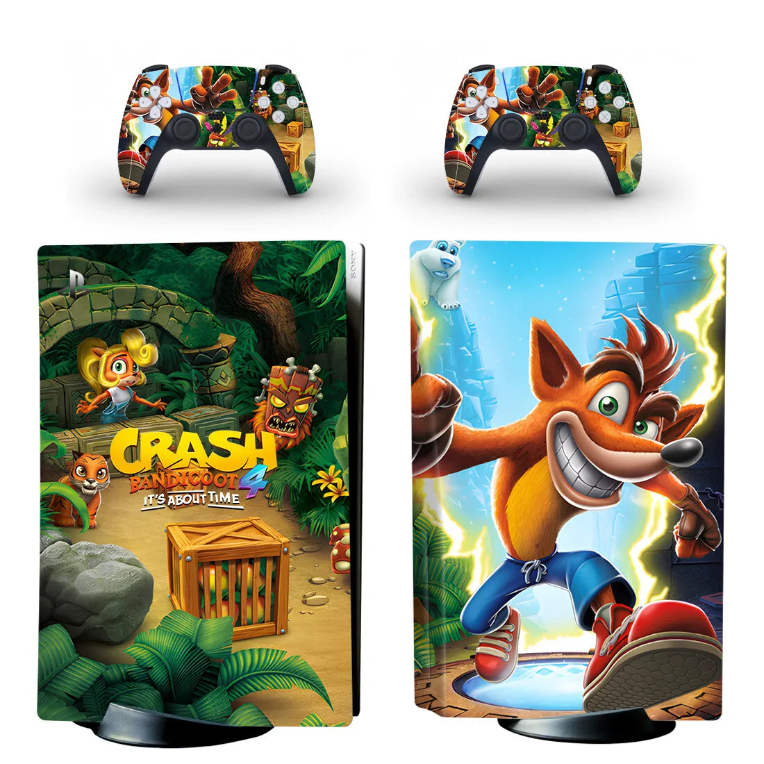 Crash Bandicoot PS5 Disc Skin Sticker Decal Cover for Console and 2 Controllers PS5 Disk Skin Vinyl