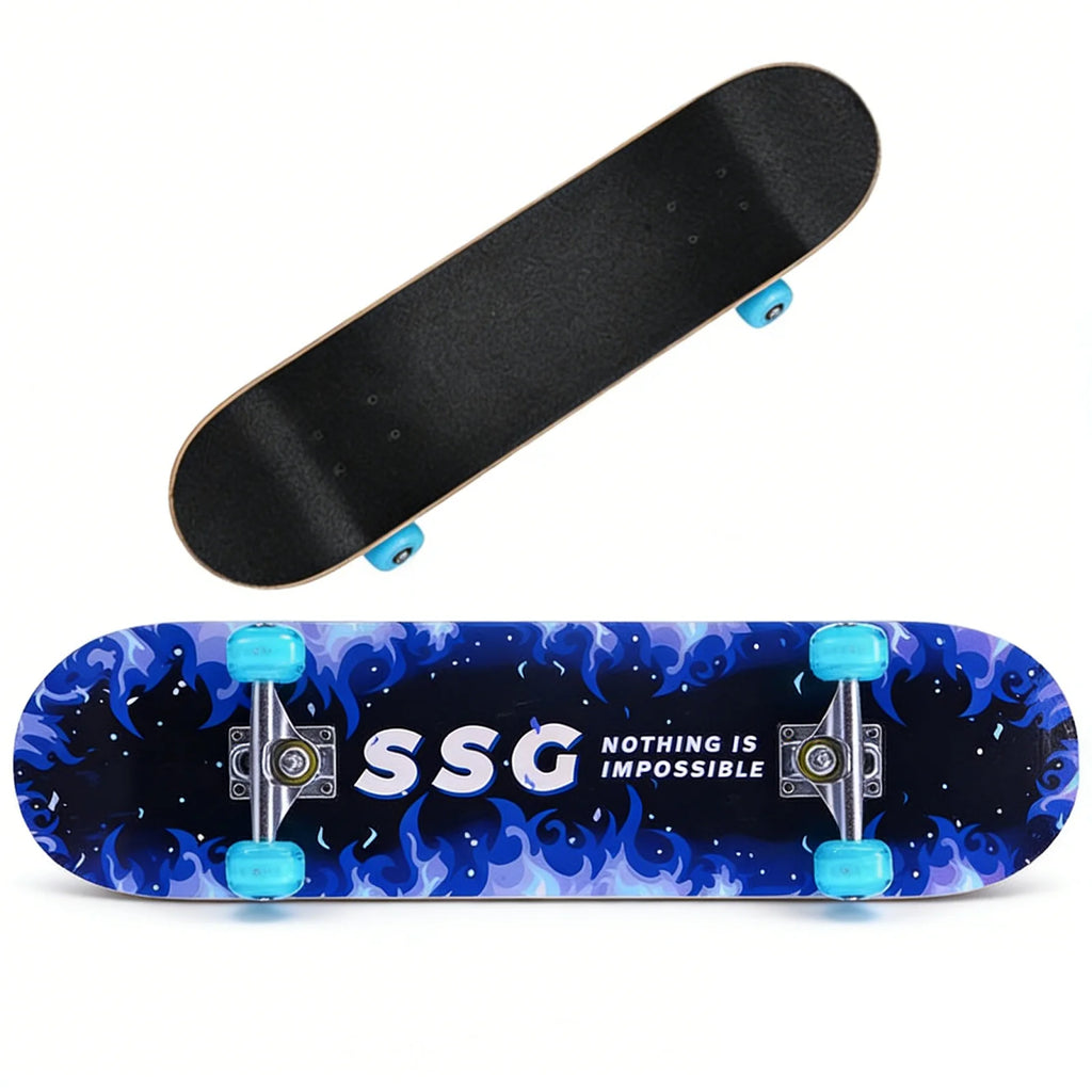 Patineta completa de 31 pulgadas, 7 capas de madera de arce, patineta completa preensamblada, patineta longboard con rodamientos ABEC-7 para adolescentes y adultos, azul.