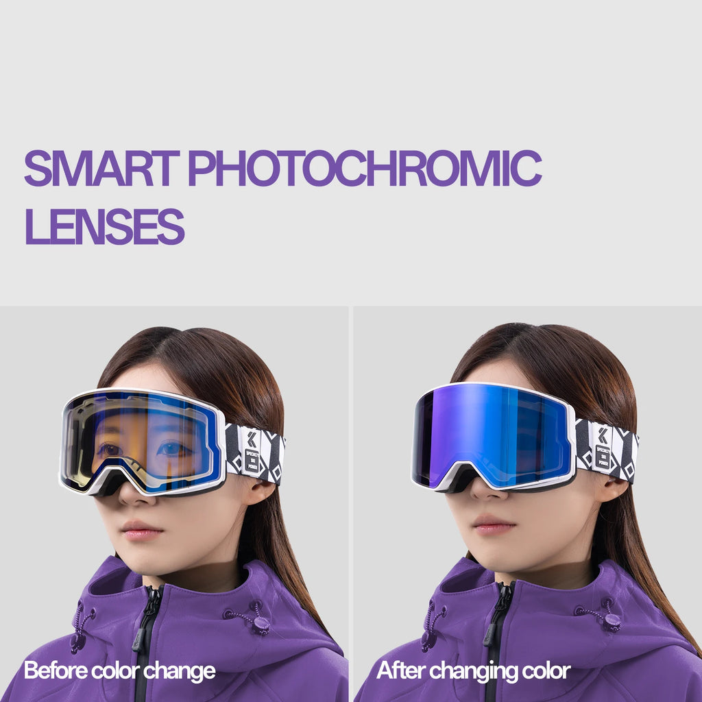 Gafas de esquí Kapvoe UV400 HD, nuevas, fotocromáticas, para nieve, con tratamiento antiniebla, para mujer y hombre, gafas para snowboard, gafas de sol de invierno para motos de nieve.