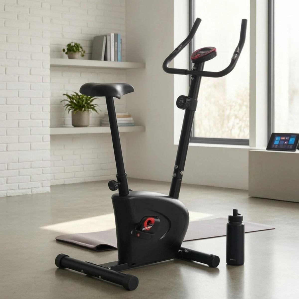 Bicicleta estática electromagnética con transmisión por correa, bicicleta de ejercicio vertical, equipo silencioso acolchado para adultos, gimnasio en casa