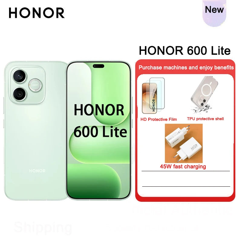 Nuevo Honor 600 Lite 5G original, teléfono móvil con pantalla recta 1.5K, resistencia al agua IP66, certificación anticaída SGS, batería grande, larga duración en espera, smartphone económico y barato