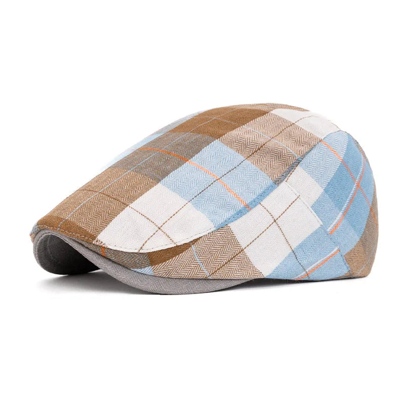 Boina de cuadros colorida para hombre y mujer, gorro artístico de estilo vanguardista, diseño fino, gorra tipo vendedor de periódicos retro británica para primavera y otoño