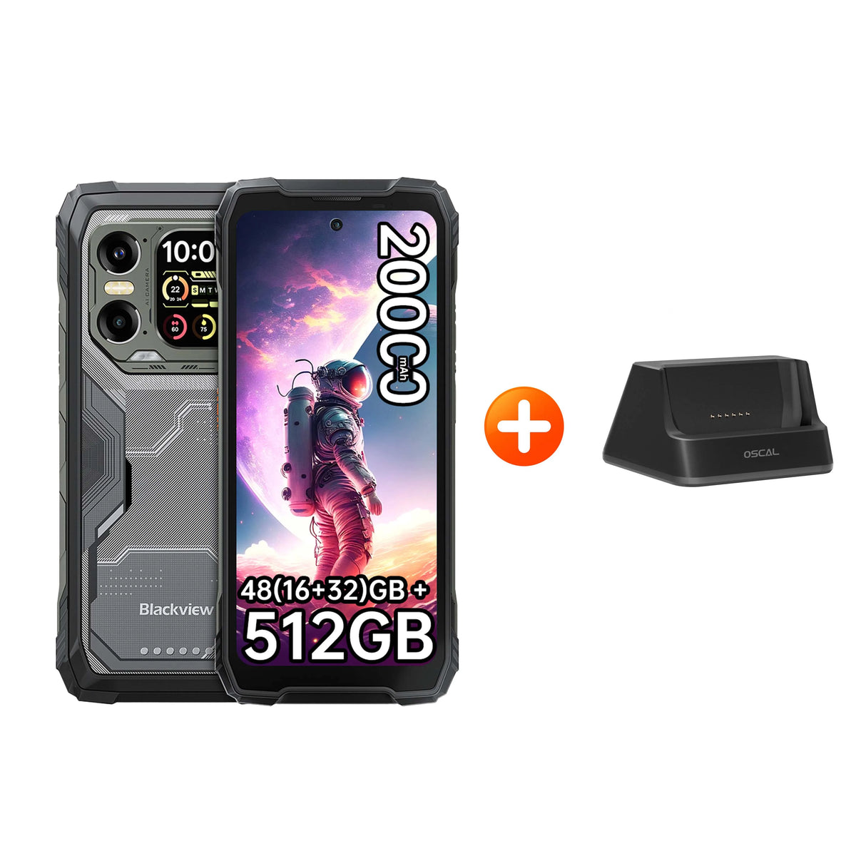 Smartphone rugerizado Blackview XPLORE 1 [Sin cargador UE] 5G 20000mAh 45W 48(16+32)GB + 512GB 6,78'' 2,4K Android 15