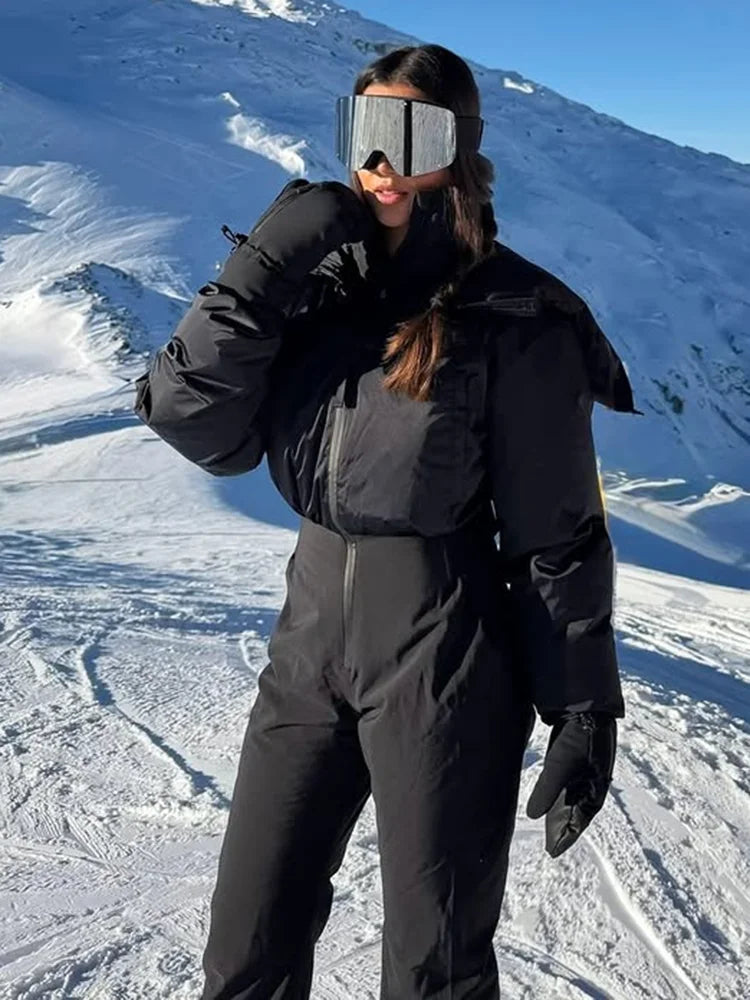 Mono de esquí de invierno para mujer, cuello alto, cremallera, cálido, traje de esquí de una pieza para mujer, ropa de esquí de invierno 2026 con cinturón, ropa de esquí para mujer para exteriores