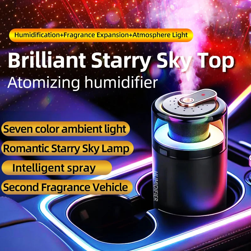 Humidificador y Difusor de Aroma USB con Diseño de Cielo Estrellado, Mini Nebulizador Portátil con Luz RGB, Ideal para Auto, Hogar y Oficina