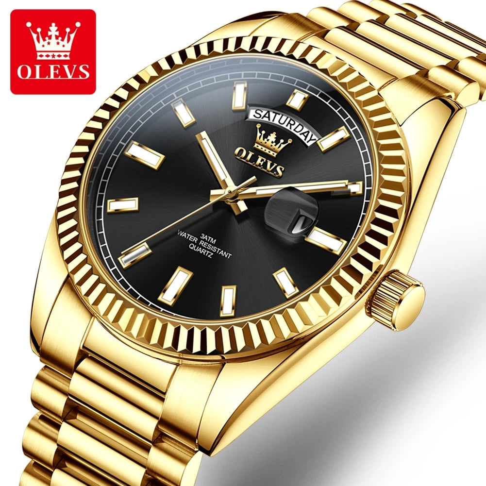 Reloj para hombre OLEVS 5650, de lujo, original, deportivo, de cuarzo, resistente al agua, con luminiscencia, día y fecha, regalo para hombre