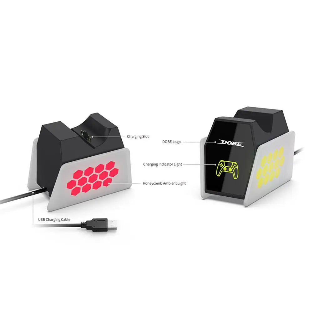 Estación de carga para mandos de PlayStation 5, cargador rápido doble con indicador LED, base de carga para accesorios de PS5