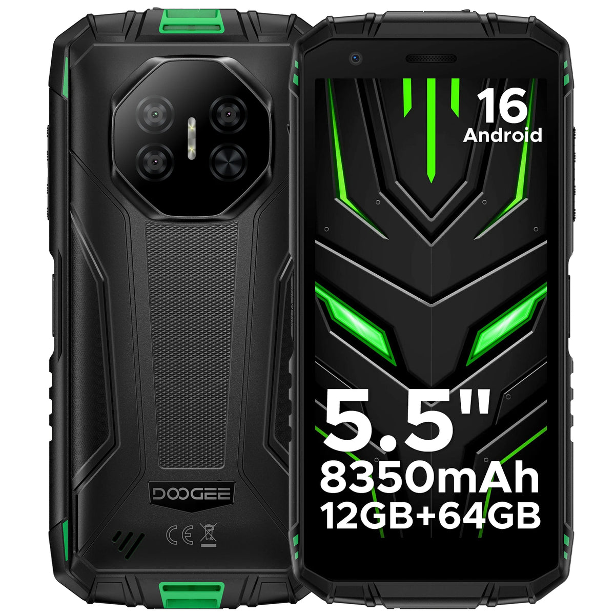 Teléfono resistente DOOGEE Fire 3 de 5.5", Android 16, 12 GB de RAM (3+9), 64 GB de ROM, batería de 8350 mAh, compatible con Widevine L1, Google Pay y NFC