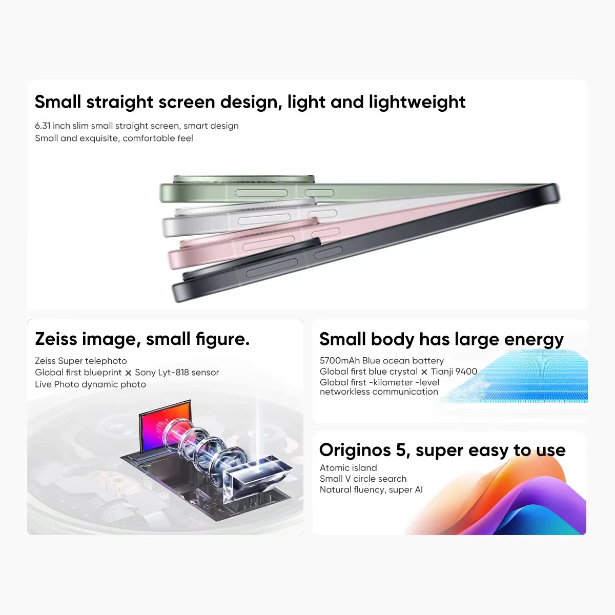 Nuevo Vivo X200 Pro Mini OriginOS 5 pantalla AMOLED de 6.31" 120Hz Dimensity OTA batería de 5700mAh carga de 90W cámara de 50.0MP