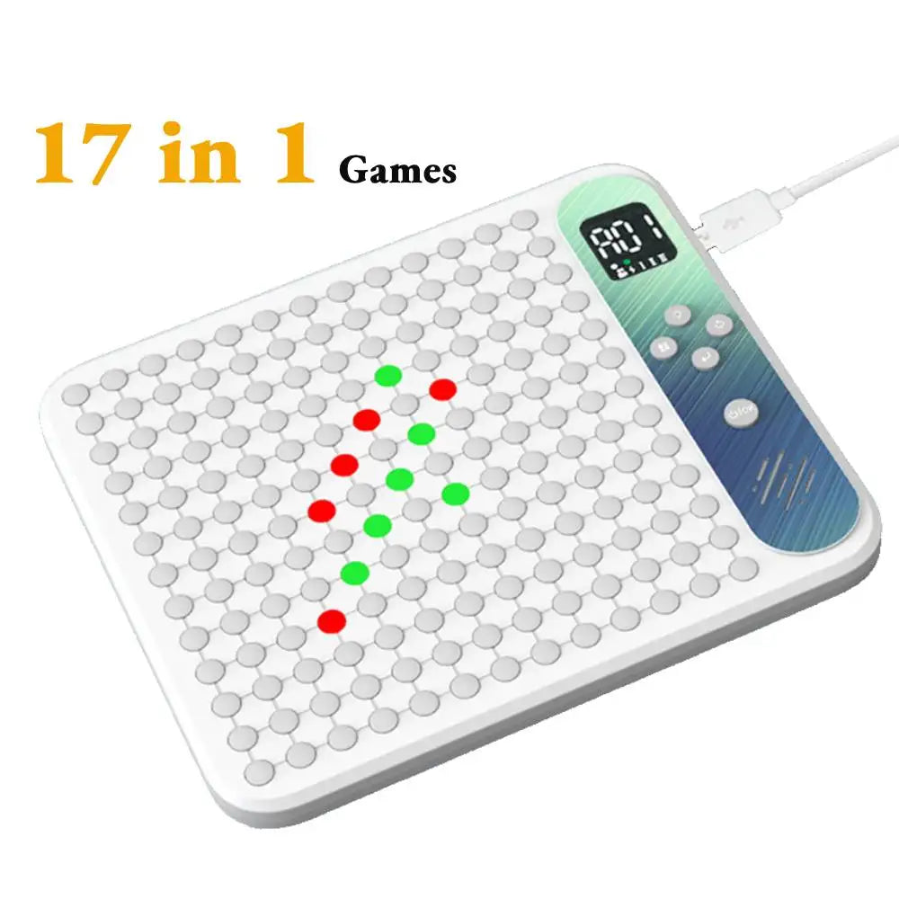 Juego de mesa inteligente multifuncional 17 en 1: ajedrez electrónico, backgammon, Go, tres en raya, juego de golpear al topo y más, juguete educativo para niños