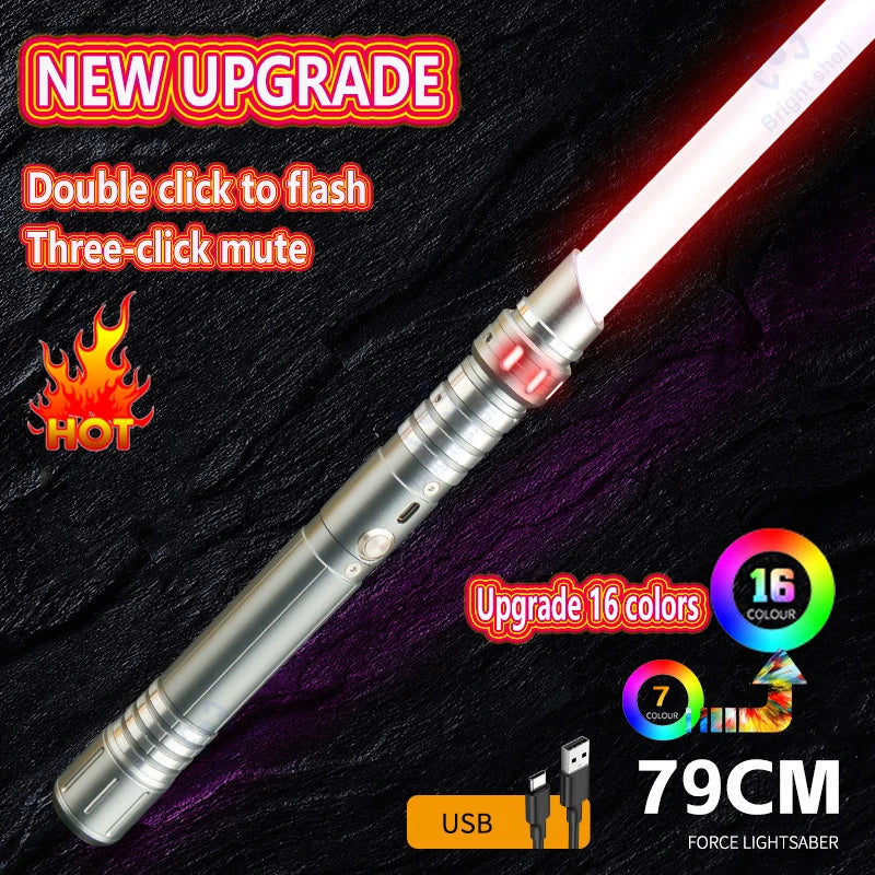 Juguete de espada láser de metal, sable de luz RGB con 7 colores, sonido, efectos Force FX, FOC Blaster, espada láser Jedi para niños, regalo