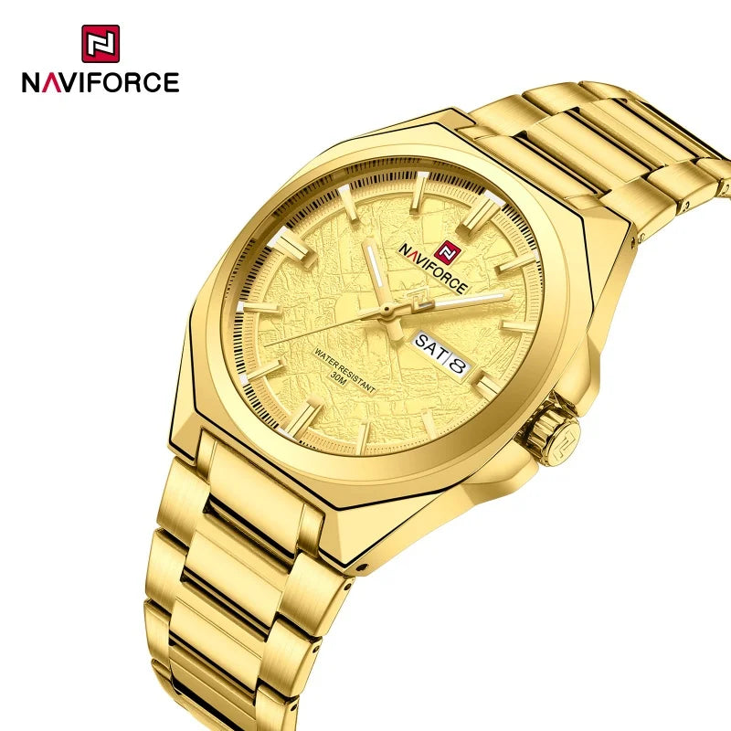 Reloj NAVIFORCE nuevo para hombre, resistente al agua 3ATM, cuarzo, luminoso, con fecha, acero inoxidable, para actividades al aire libre y negocios, modelo 2026