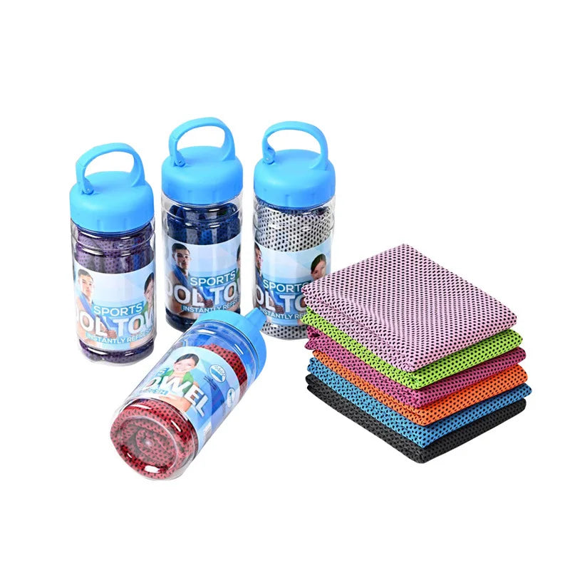 Toallas refrescantes portátiles de secado rápido, toalla de microfibra con efecto hielo, transpirable, suave y refrescante para yoga, deporte, gimnasio, entrenamiento, toalla de fitness