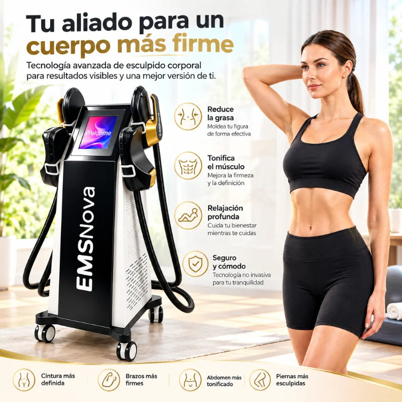Máquina Profesional Ems Ultra Pro RF para Esculpir el Cuerpo, Moldear la Figura, Estimulador Muscular Zero Hiemt Neo con 4 Manijas para Salón
